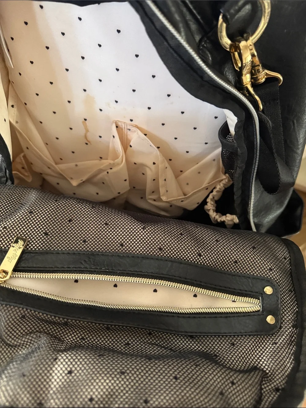 Classic Black Quilted Baby Bag with Embossed Logo